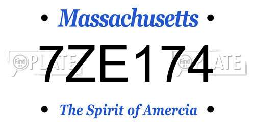 7ZE174 Massachusetts License Plate