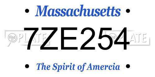 7ZE254 Massachusetts License Plate