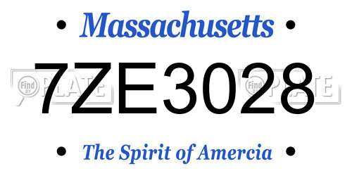 7ZE3028 Massachusetts License Plate