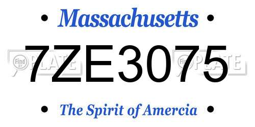 7ZE3075 Massachusetts License Plate