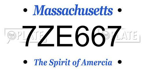 7ZE667 Massachusetts License Plate