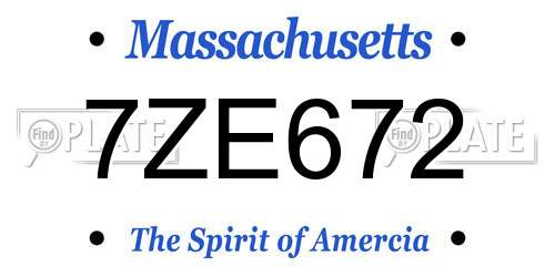 7ZE672 Massachusetts License Plate