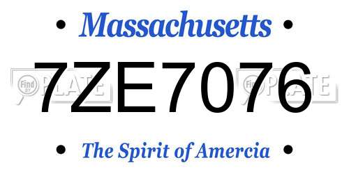7ZE7076 Massachusetts License Plate