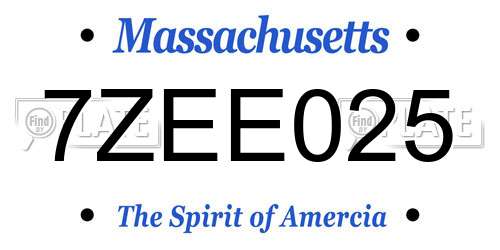 7ZEE025 Massachusetts License Plate