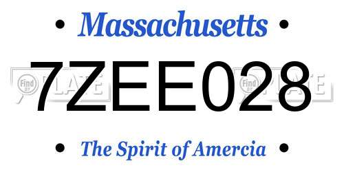 7ZEE028 Massachusetts License Plate