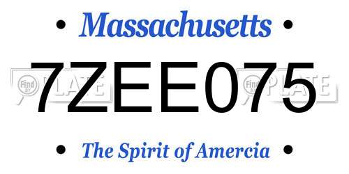 7ZEE075 Massachusetts License Plate