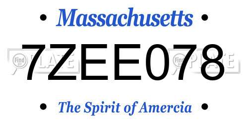 7ZEE078 Massachusetts License Plate