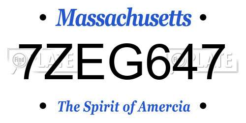 7ZEG647 Massachusetts License Plate