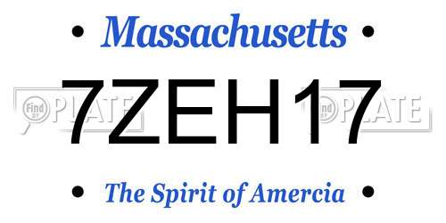 7ZEH17 Massachusetts License Plate