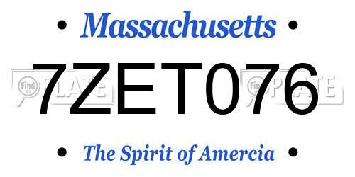 7ZET076 Massachusetts License Plate