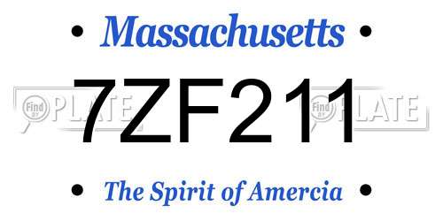 7ZF211 Massachusetts License Plate