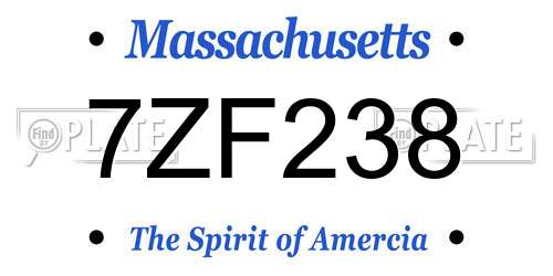 7ZF238 Massachusetts License Plate