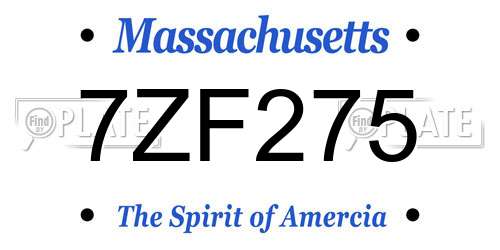 7ZF275 Massachusetts License Plate