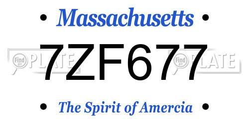 7ZF677 Massachusetts License Plate