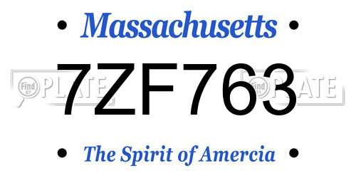 7ZF763 Massachusetts License Plate