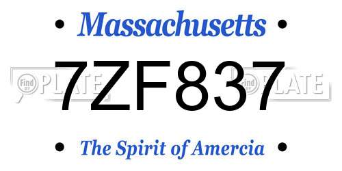 7ZF837 Massachusetts License Plate