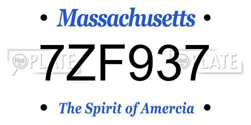 7ZF937 Massachusetts License Plate