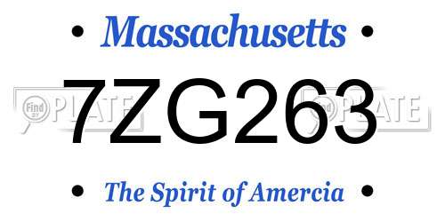 7ZG263 Massachusetts License Plate