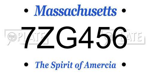 7ZG456 Massachusetts License Plate