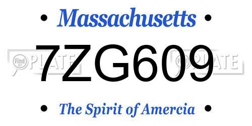 7ZG609 Massachusetts License Plate