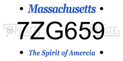 7ZG659 Massachusetts License Plate