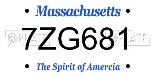 7ZG681 Massachusetts License Plate
