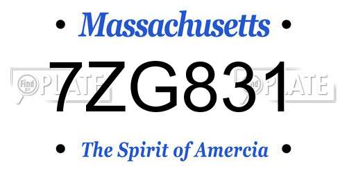 7ZG831 Massachusetts License Plate
