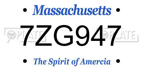 7ZG947 Massachusetts License Plate