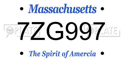 7ZG997 Massachusetts License Plate