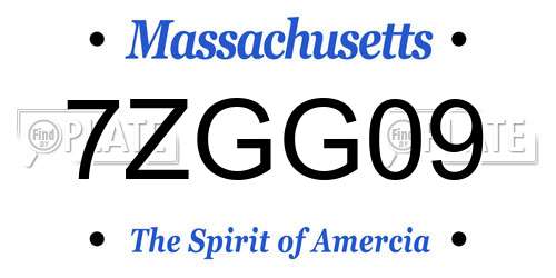7ZGG09 Massachusetts License Plate