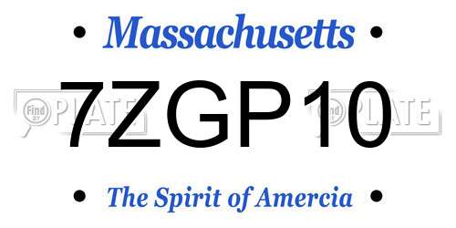 7ZGP10 Massachusetts License Plate