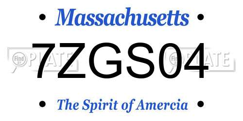 7ZGS04 Massachusetts License Plate