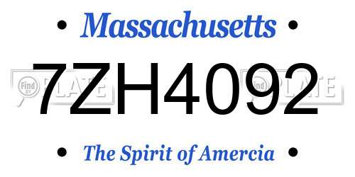 7ZH4092 Massachusetts License Plate