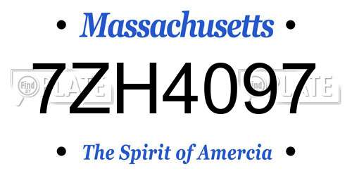 7ZH4097 Massachusetts License Plate