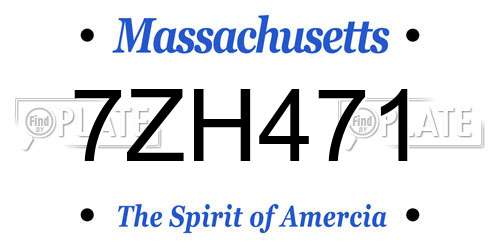 7ZH471 Massachusetts License Plate