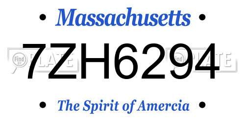 7ZH6294 Massachusetts License Plate