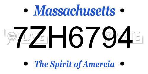 7ZH6794 Massachusetts License Plate