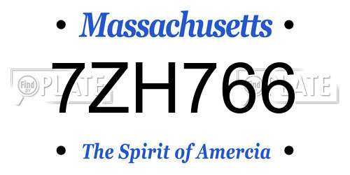 7ZH766 Massachusetts License Plate