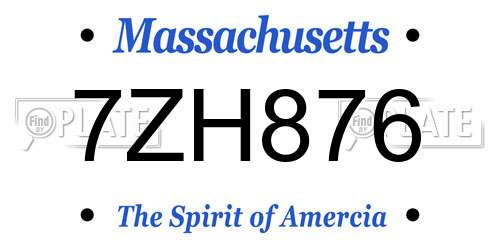 7ZH876 Massachusetts License Plate
