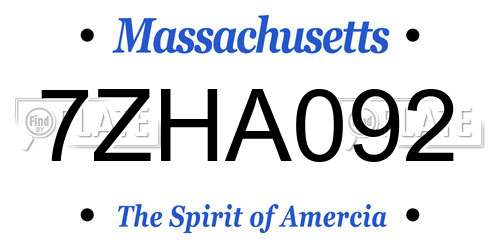 7ZHA092 Massachusetts License Plate