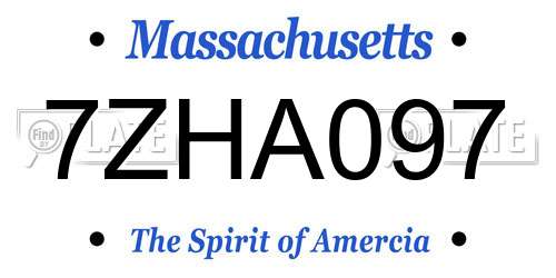 7ZHA097 Massachusetts License Plate