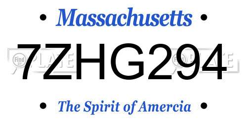 7ZHG294 Massachusetts License Plate