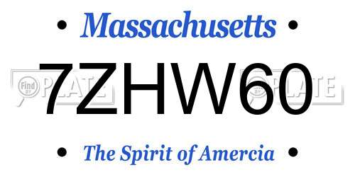 7ZHW60 Massachusetts License Plate