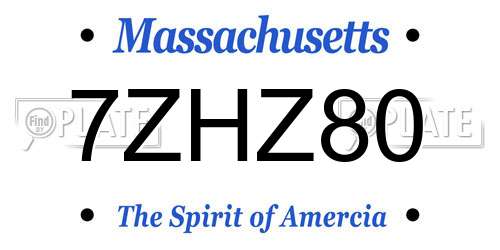 7ZHZ80 Massachusetts License Plate