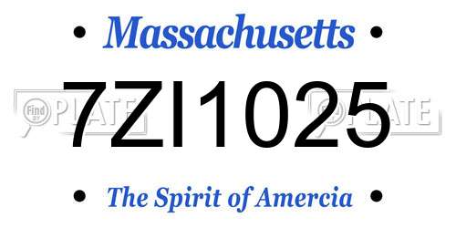 7ZI1025 Massachusetts License Plate