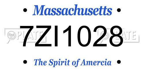 7ZI1028 Massachusetts License Plate