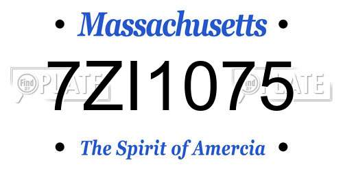 7ZI1075 Massachusetts License Plate