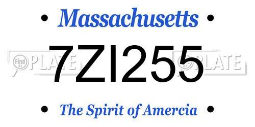 7ZI255 Massachusetts License Plate