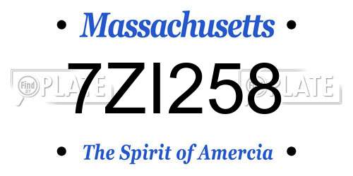 7ZI258 Massachusetts License Plate