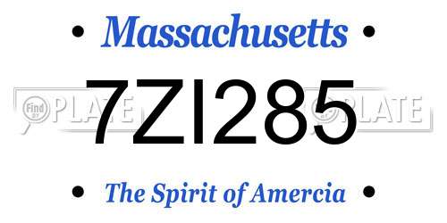 7ZI285 Massachusetts License Plate